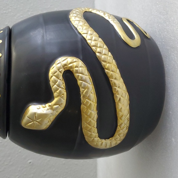 Black with Gold Snake Accent Tight Sealed Canister By Global Design Concepts. - Picture 9 of 9